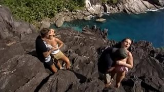 Two Couples Have Hardcore Sex on the Rocks in the Tropics